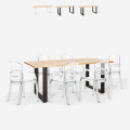 Ensemble 6 Chaises Transparentes Polycarbonate et Table 180x80cm salon salle à manger style Industriel Jaipur L Promotion