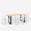 Ensemble 6 Chaises Transparentes Polycarbonate et Table 180x80cm salon salle à manger style Industriel Jaipur L Modèle