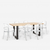 Ensemble 6 Chaises Transparentes Polycarbonate et Table 180x80cm salon salle à manger style Industriel Jaipur L Modèle