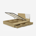 Lit double coffre avec système de levage sommier à lattes 160x200cm Design Steyr King 