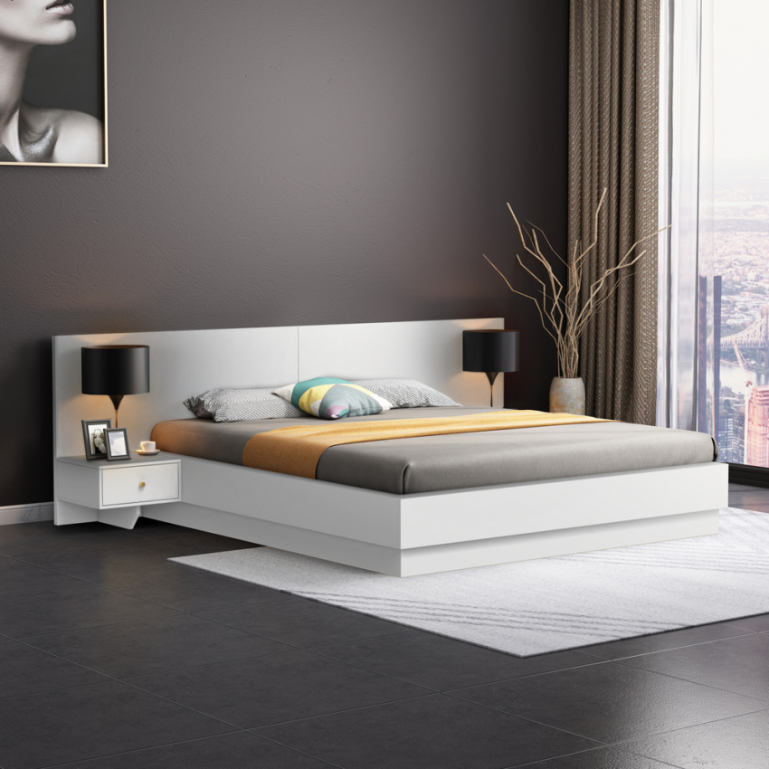 Lit double coffre ouvrant 160x190cm avec tables de chevet Schwaz Promotion Lit double coffre ouvrant 160x190cm avec tables de chevet Schwaz Promotion