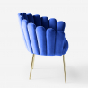 Fauteuil de salon en coquillage design moderne velours pieds dorés Calicis 