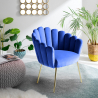 Fauteuil de salon en coquillage design moderne velours pieds dorés Calicis 