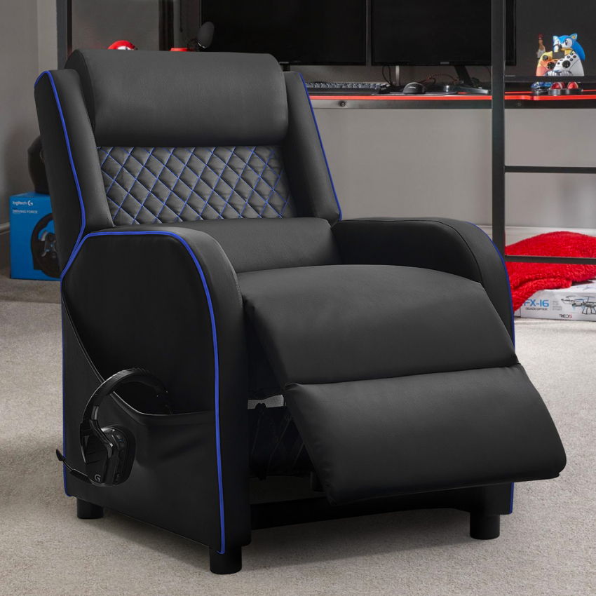 Fauteuil Gamer TURBO TISSU avec Repose-pieds, Inclinable, Coussins