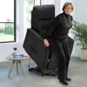 Fauteuil relax électrique inclinable en tissu avec roues et releveur Marie 