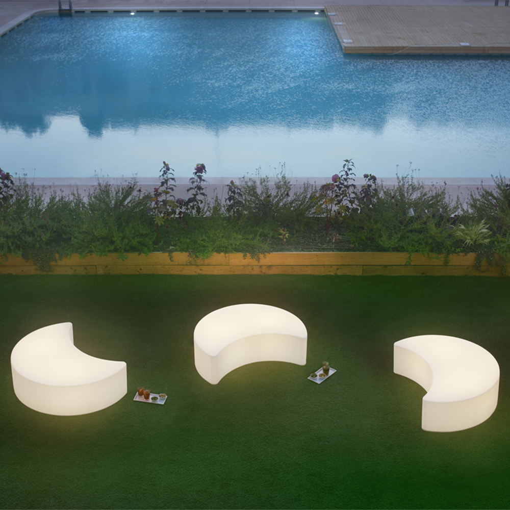 Banc Lumineux Canapé Design Lune Moderne Extérieur Jardin Moon Slide