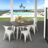table 80x80cm design industriel + 4 chaises style bar cuisine hustle white Choix