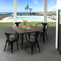 table 80x80cm + 4 chaises design industriel style Lix cuisine et bar hustle black Choix