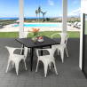 Ensemble table noire 80x80 + 4 chaises style bar restaurant century black Choix