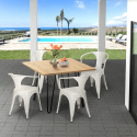 table 80x80 design industriel + 4 chaises style Lix bar cuisine bar reims light Choix