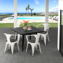 table noire 80x80 + 4 chaises style Lix industriel cuisine restaurant bar century wood black Modèle
