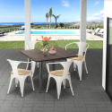 table cuisine 80x80cm + 4 chaises style Lix bois industriel hustle top light Réductions