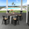 table cuisine restaurant 80x80cm + 4 chaises style Lix bois hustle white top light Réductions