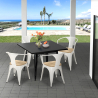 table noire 80x80 + 4 chaises style Lix bar cuisine restaurant century black top light Réductions