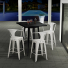 table haute noire 60x60cm + 4 tabourets bar cuisine bucket black Choix