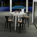 ensemble table blanche 60x60cm 4 tabourets en métal Lix bucket white top light Réductions