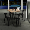 ensemble 4 tabourets table bois 60x60cm industriel bar cuisine mason Choix