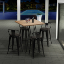 ensemble 4 tabourets style Lix table haute bois métal 60x60cm industriel mason steel top Modèle