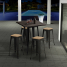 ensemble bar 4 tabourets Lix bois industriel table haute 60x60cm bent black Offre