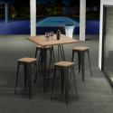 ensemble 4 tabourets bois table haute 60x60cm industriel bar cuisine oudin Offre
