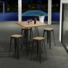 ensemble 4 tabourets bois table haute 60x60cm industriel bar cuisine oudin Offre