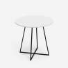 Table ronde de salon 80 cm blanc moderne pieds métal noir Marmor Vente