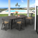 table 120x60cm industriel + 4 chaises style bar restaurant cuisine caster top light Réductions