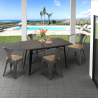 table 120x60cm industriel + 4 chaises style bar restaurant cuisine caster top light Réductions