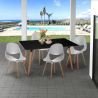 Ensemble de 4 Chaises Design Scandinave et 1 Table Rectangulaire 80x120cm Cuisine salle à manger Restaurant Flocs Dark Remises