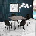 Ensemble 1 Table 80x80cm Industriel et 4 Chaises Design Simili Cuir Cuisine Bar Wright Dark Réductions