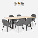 Ensemble Table Rectangulaire 180x80cm et 6 Fauteuils Velours Design Samsara L2 Vente