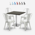 ensemble bar restaurant 4 chaises et table horeca noire 90x90cm just Offre