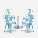 ensemble de 4 chaises style bar restaurant table horeca 90x90cm blanc just white Dimensions