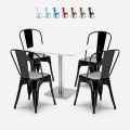 ensemble de 4 chaises style Lix bar restaurant table horeca 90x90cm blanc just white Promotion