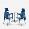 Ensemble De 4 Chaises Empilables Bar Restaurant et 1 Table Blanche 90x90cm Horeca Yanez White 