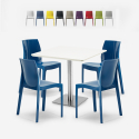 Ensemble De 4 Chaises Empilables Bar Restaurant et 1 Table Blanche 90x90cm Horeca Yanez White Offre
