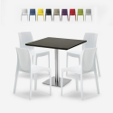 Ensemble De 4 Chaises Polypropylène Empilables et 1 Table Horeca Noire 90x90cm Yanez Black Vente