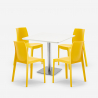 Lot De 4 Chaises Polypropylène Bar Restaurant et Table Blanche Horeca 90x90cm Jasper White 
