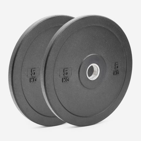 2 x disques olympiques haltère 5 kg caoutchouc cross training Bumper HD Promotion
