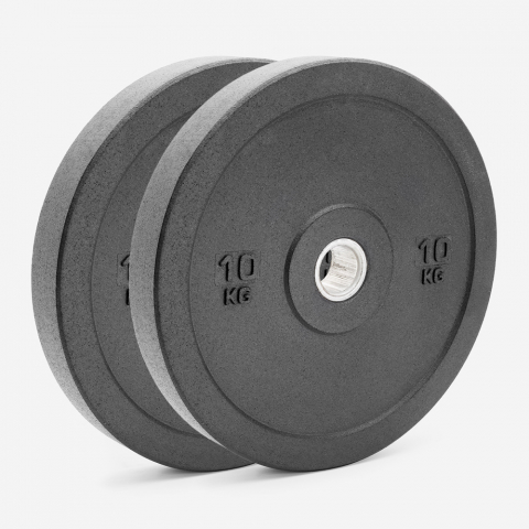 Lot de 2 disques olympiques haltère 10 kg en caoutchouc pour cross training Bumper HD Promotion