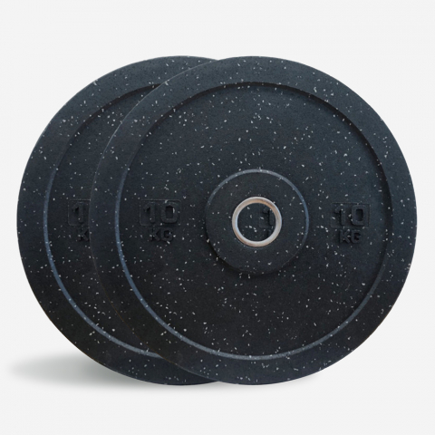 Lot de 2 disques en caoutchouc 10 kg poids pour haltère olympique cross-training Bumper HD Dot Promotion