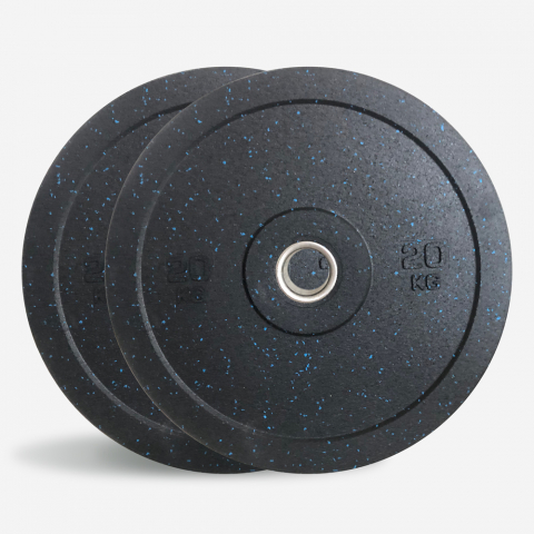 2 x 20 kg disques en caoutchouc poids cross training barre olympique Bumper HD Dot Promotion