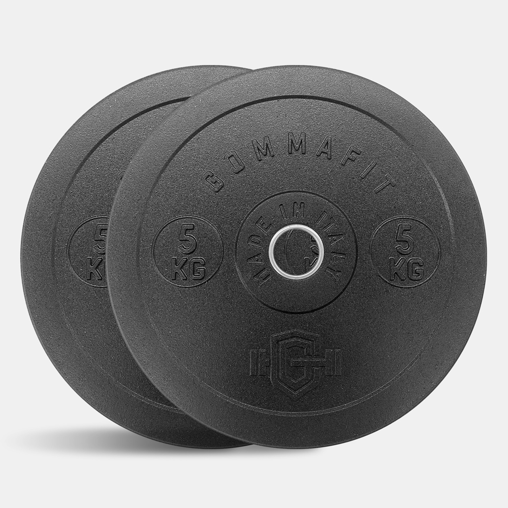Lot de 2 disques 5 kg olympiques pour barre cross-training en caoutchouc Bumper HD Italy