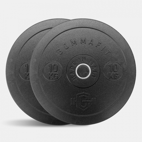 Lot de 2 disques de 10 kg olympiques pour barre de musculation en caoutchouc Bumper HD Italy Promotion