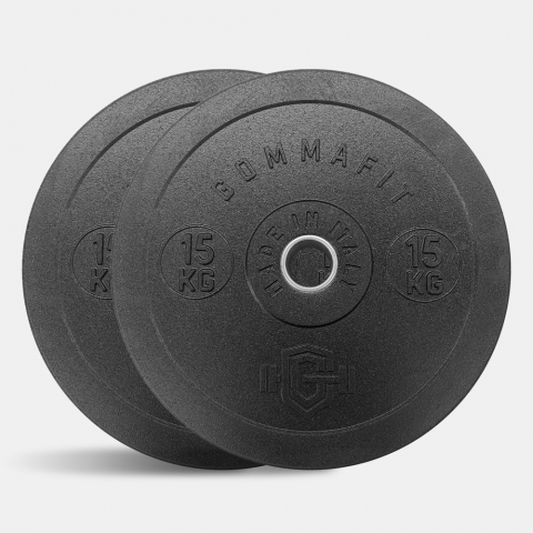 2 x disques 15 kg olympiques haltère cross training caoutchouc Bumper HD Italy Promotion