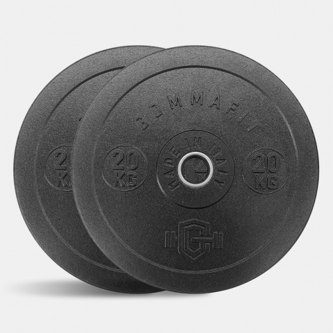 2 x disques 20 kg olympiques pour barre de cross-training en caoutchouc Bumper HD Italy Promotion