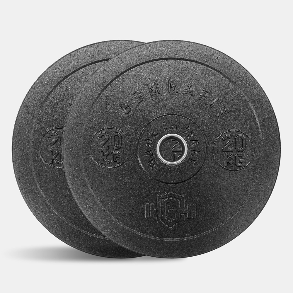 2 x disques 20 kg olympiques pour barre de cross-training en caoutchouc Bumper HD Italy