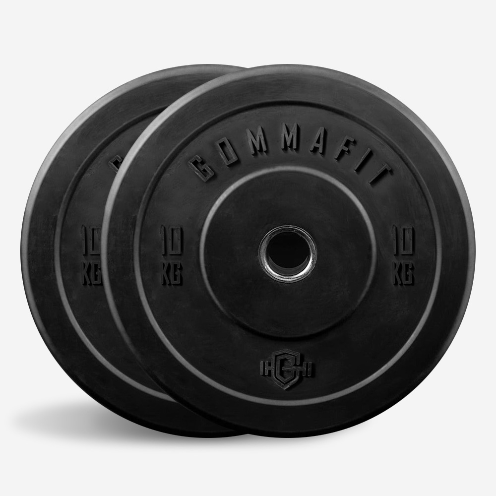 2 x disques de poids en caoutchouc 10 kg haltère olympique gym Bumper Training