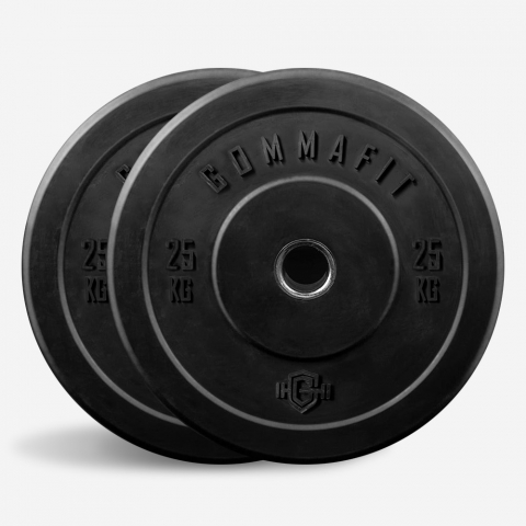 Lot de 2 disques en caoutchouc 25 kg pour haltère olympique Bumper Training Promotion
