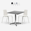 Ensemble table carrée pliante 70x70cm acier 2 chaises extérieur Mores Promotion